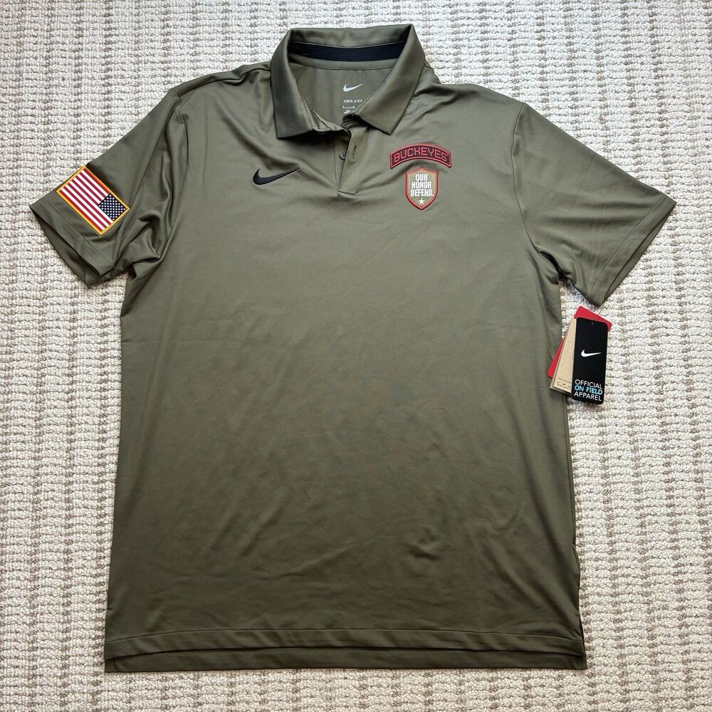 NWT Nike Ohio State Buckeyes Military Salute to Service Polo Shirt Size L Green